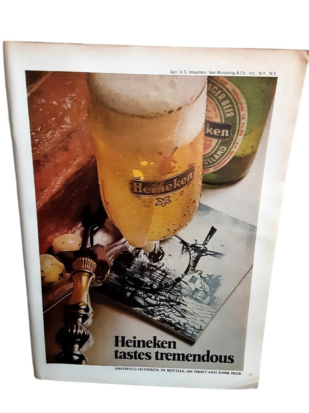 1975 Heineken Beer Vintage Print Ad Heineken Tastes Tremendous Holland